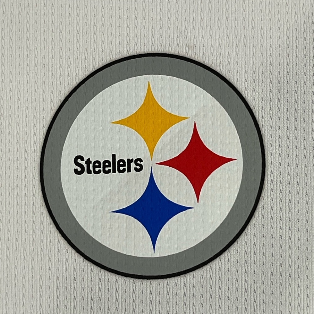 Majestic Steelers Polo Shirt, White, Large